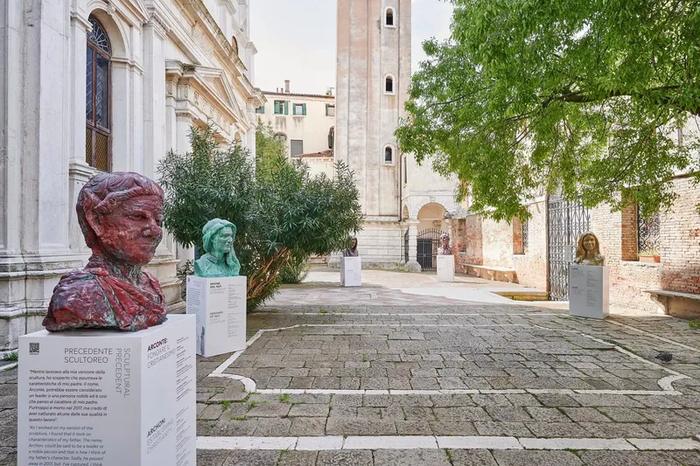The six heads at San Giorgio dei Greci, presented alongside the 2024 Venice Biennale by the Embassy of Greece and the Hellenic Institute.